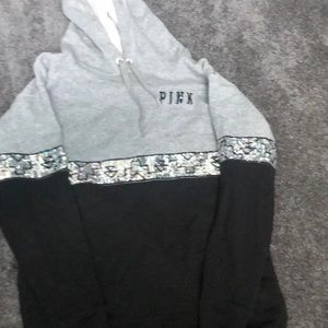 Pink VS Bling Aztec colorblock hoodie